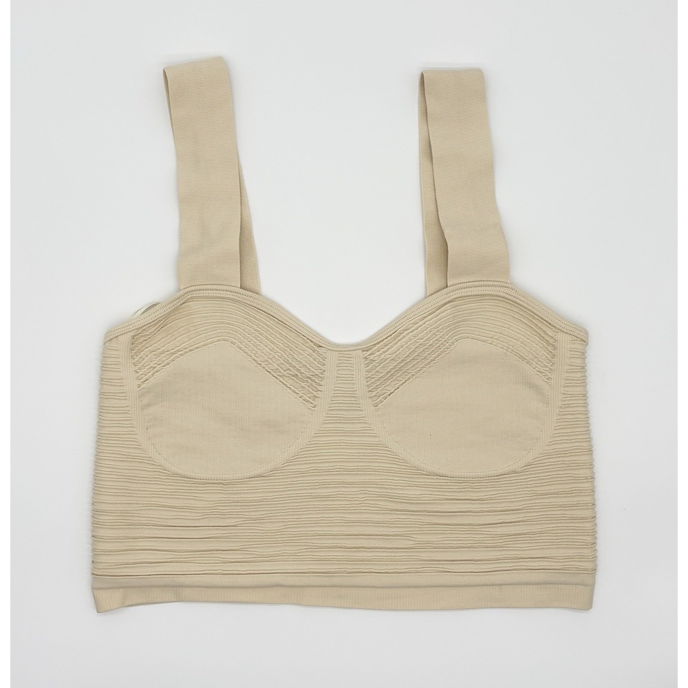NWT Sincerely Jules Ribbed Bralette Women's Large Nude/Beige